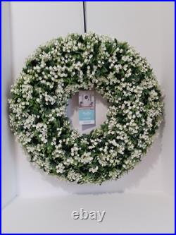 Martha Stewart White Jasmine & Fern Outdoor Kissing Wreath 22, New
