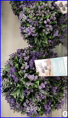 Martha Stewart set 2 TOPIARY PLANT BALL LILAC JASMINE FERN Purple Small 33C NEW
