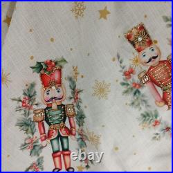 Max Studios Christmas Tree Skirt 52 Linen Nutcracker Holly Snowflakes Metallic