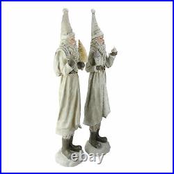 Melrose 2 Beige Old World Shimmering Santa Claus Christmas Table Top Figurines