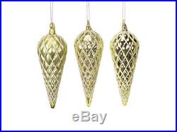 Melrose Set of 3 Pale Golden Green Glass Finial Pinecone Christmas Ornaments