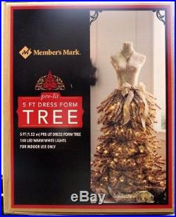 Member's Mark Christmas & Holiday Premium 5' Dress Form Tree Champagne New