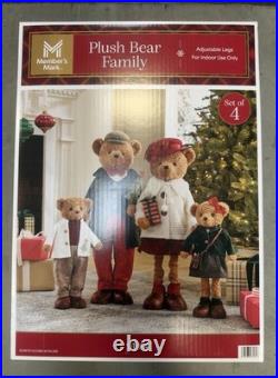 Member's Mark Plush Bear Family Set 4 Christmas Holiday Decorations Decor Member's Mark Plush Bear Family Set 4 Christmas Holiday Decorations Decor