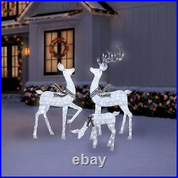 Member's Mark Pre-Lit Animated Iced Deer Family Outdoor Christmas Decoration 3PC