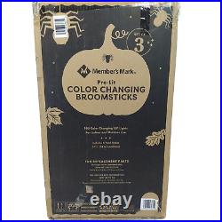 Member's Mark Pre-Lit Color Changing LED Broomstick, Set Of 3 New