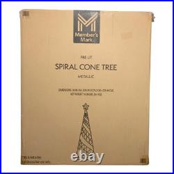 Members Mark LED Pre-Lit Spiral Cone Tree, 86x30x30, Metallic