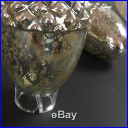 Mercury Glass Acorn Ornament Set Silver Large Nut Pottery Barn