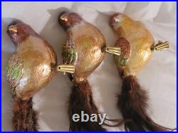 Mercury glass bird ornament Clip On MINT PERFECT 9 LARGE LOT OF 3 VINTAGE MINT