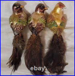 Mercury glass bird ornament Clip On MINT PERFECT 9 LARGE LOT OF 3 VINTAGE MINT Mercury glass bird ornament Clip On MINT PERFECT 9 LARGE LOT OF 3 VINTAGE MINT