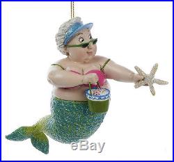 Mermaid Beach Girls Having Fun Christmas Holiday Ornaments Set of 2