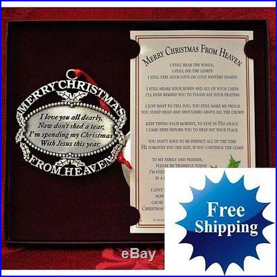 Merry Christmas From Heaven Pewter Ornament, Loved One Memorial Tree Decoration