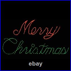 Merry Christmas LED Lighted Sign Outdoor Decoration Wireframe Red Green