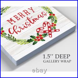 Merry Christmas Wreath -Gallery Wrapped Canvas