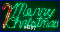 Merry Christmas Xmas Cursive Sign Outdoor LED Lighted Decoration Steel Wireframe