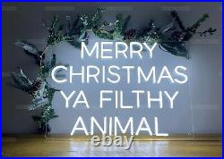 Merry Christmas Ya Filthy Animal LED Neon Sign UK Dispatch – Christmas Decor World
