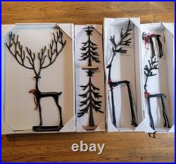 Merry Moments Sculpted Black Finish Reindeer & Tree Set (6pc) Pottery Barn Dupe