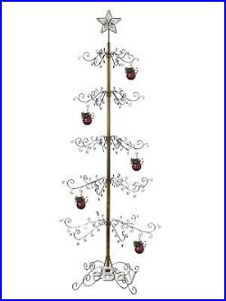 Metal Artificial Xmas ChristmasTree Stand in Black Gold Color 84H