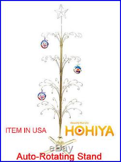 Metal Scroll Revolving 74 Christmas Ornament Display Tree in Golds