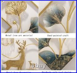 Metal Wall Art Dining Room, 3 Piece, 3D Ginkgo Leaf, 78x27in. Aesthetic Wall Art