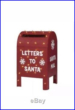Metallic Christmas Mailbox 32'' Lighted Santa Letters Outdoor Yard Decoration