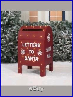 Metallic Christmas Mailbox 32” Lighted Santa Letters Outdoor Yard Decoration