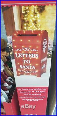 Metallic Christmas Mailbox 36' Lighted Santa Letters Outdoor Yard Decoration