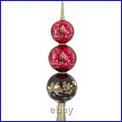 Metzler Brothers Red Russian Finial Polish Glass Christmas Tree Topper 14 Inch
