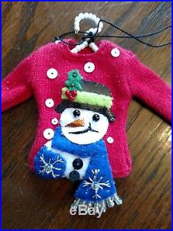 Michael Simon Frosty Ornament Sequin Beaded Sweater Christmas tree Ornament