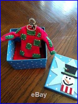 Michael Simon beaded PATCHES christmas tree sweater ornament new tags box