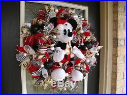 Mickey Mouse Disney Plush Christmas Deco Mesh Front Door Wreath Decor Decoration