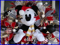 Mickey Mouse Disney Plush Christmas Deco Mesh Front Door Wreath Decor Decoration