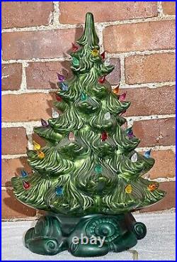Mid Century Ceramic Christmas Tree Lighted Multicolored Tabletop Decoration 17
