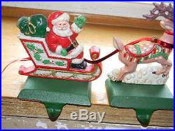 Midwest Cast Iron Stocking Hanger Holder Reindeer Santa Claus Sleigh Set Lot 5