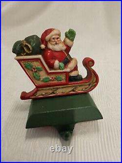 Midwest of Cannon Falls SANTA’S SLEIGH & REINDEER Stocking Hanger Set Cast Iron