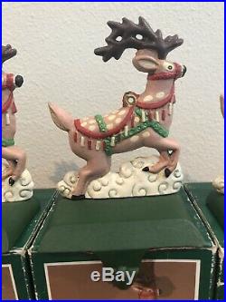 Midwest of Cannon Falls SANTA'S SLEIGH & REINDEER Stocking Hanger Set Cast Iron