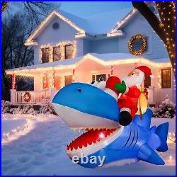 MiniInflat 6ft Christmas Inflatable Santa Claus with Shark Outdoor Decoration