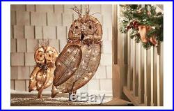 Mini-Lights Burlap Owl Family Christmas Indoor Outdoor Decoration (Set of 2) New