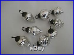 Mini Mercury Glass Kugel Style VTG Style Feather Tree Silver Ornaments