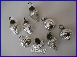 Mini Mercury Glass Kugel Style VTG Style Feather Tree Silver Ornaments
