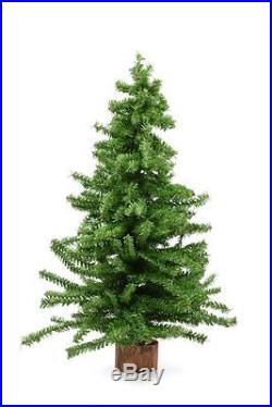 Miniature Artificial Christmas Pine Tree with Round Wooden Base 24 Inch New