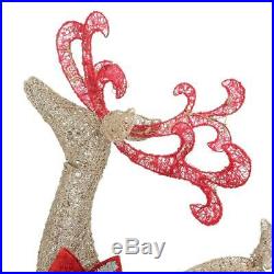 Misty Glimmer 5 Ft Gold Reindeer With 44 Sleigh Outdoor Christmas Holiday Decor