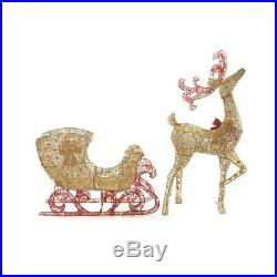 Misty Glimmer 5 Ft Gold Reindeer With 44 Sleigh Outdoor Christmas Holiday Decor