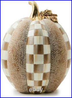Mocha Check Pumpkin Decor Charming Resin Halloween Accent Piece