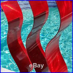 Modern Abstract Red Painted Metal Yard Art Garden Sculpture Red Transitions