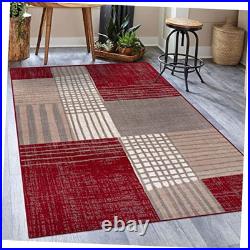 Modern Plaid Red 5×7 Area Rug