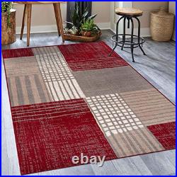 Modern Plaid Red 5x7 Area Rug