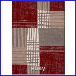 Modern Plaid Red 5x7 Area Rug