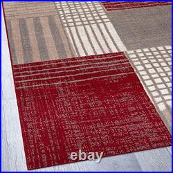 Modern Plaid Red 5x7 Area Rug