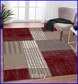 Modern Plaid Red 5x7 Area Rug