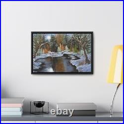 Moonlit Winter Scene Pond Trees Nature Variety Gallery Canvas Wraps Framed